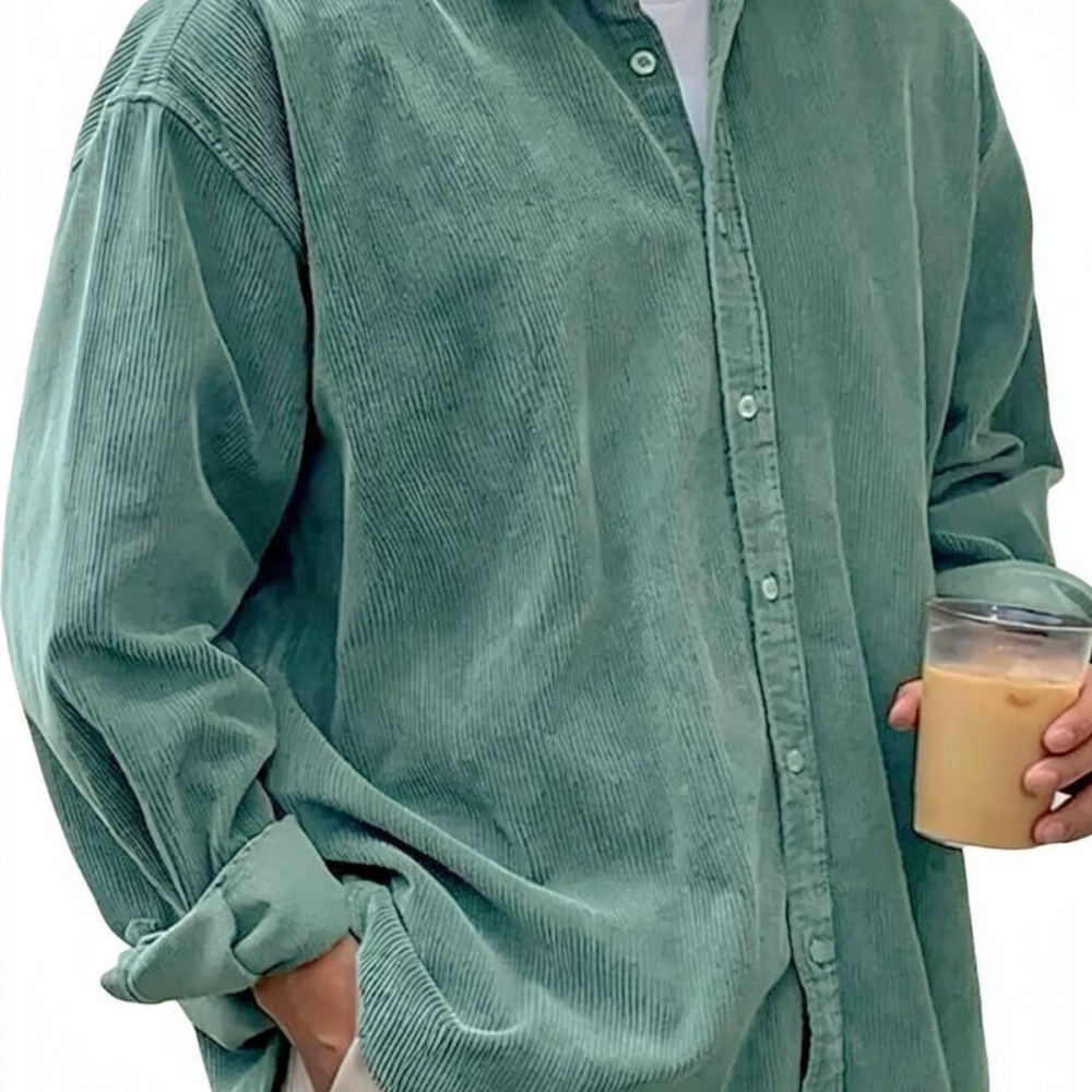 Męskie koszule z długim rękawe – Corduroy Button Up Shirt Men recenzja i cena