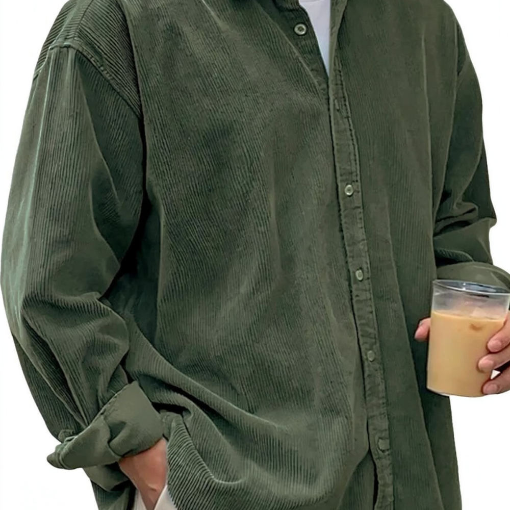 Męskie koszule z długim rękawe – Corduroy Button Up Shirt Men recenzja i cena