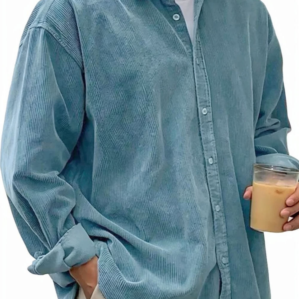 Męskie koszule z długim rękawe – Corduroy Button Up Shirt Men recenzja i cena