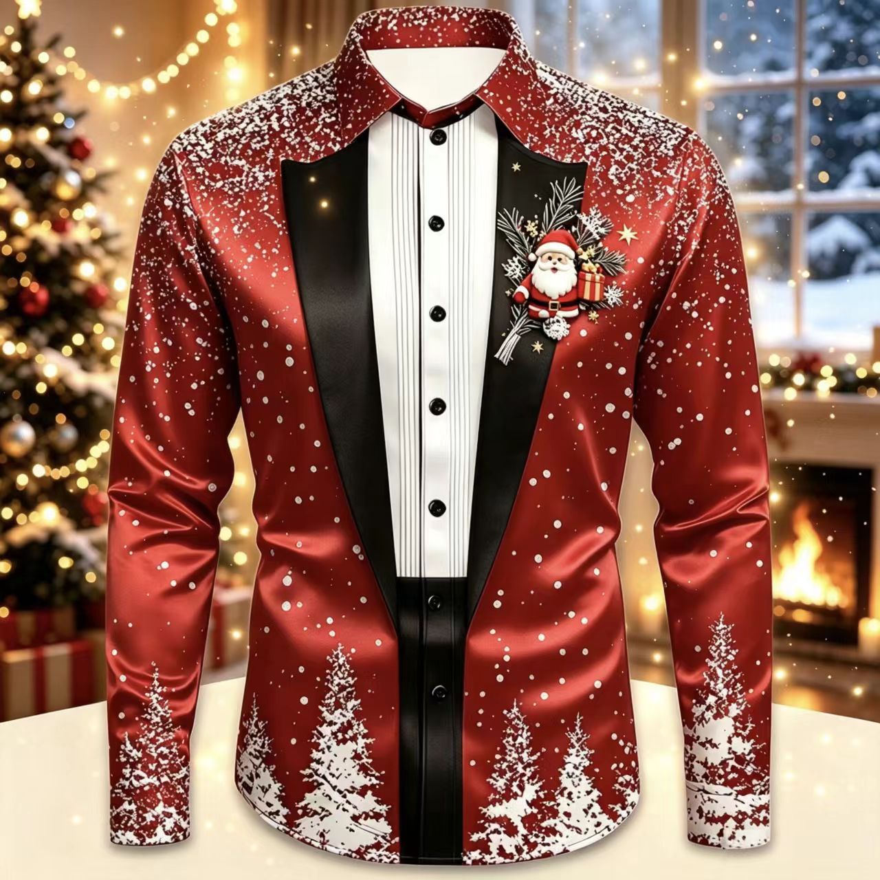 Men Christmas Satin Long Sleev – Mens Satin Silk Dress Shirt recenzja i cena